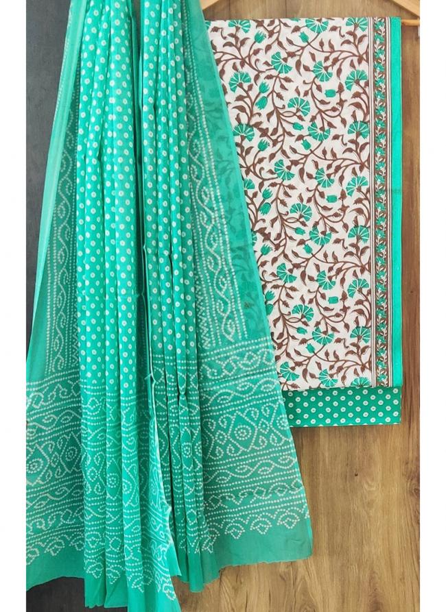 Cotton Firozi Casual Wear Printed Salwar Suit